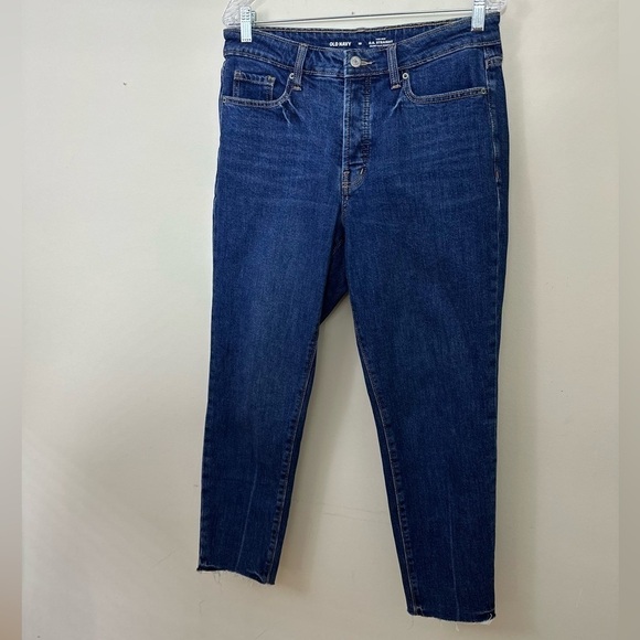 Old Navy sz 10 jeans straight leg with a raw hemline. Med navy - Picture 5 of 13